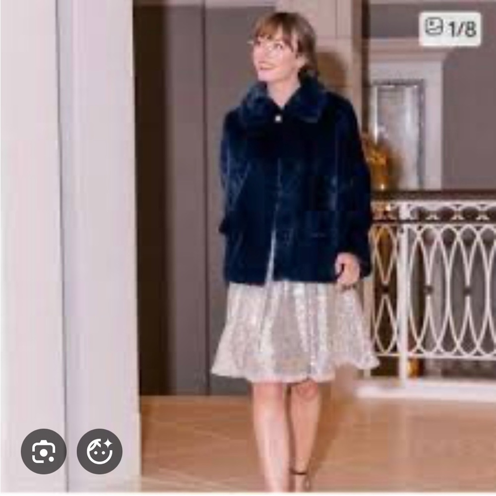 Gal Meets Glam Navy Teddy Jacket